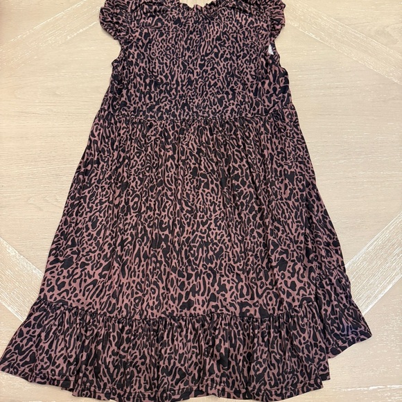 Black Ruffled Smocked Mini Leopard Sundress - Picture 1 of 6